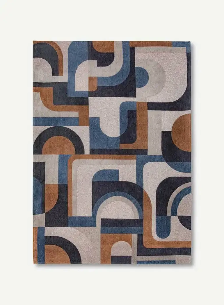 tapis camel et bleu 9196-80x150/140x200/170x240/200x280/240x340/280x390
